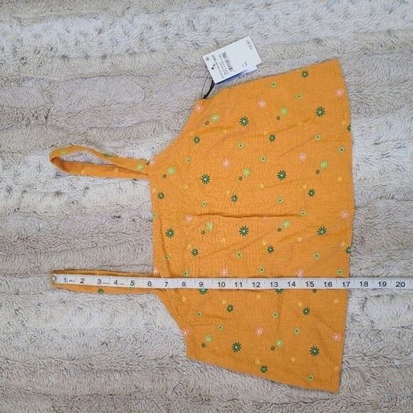 Abound Floral Linen Cropped Tank Tank Blouse Women's XS Western Summer Boho - Picture 4 of 6